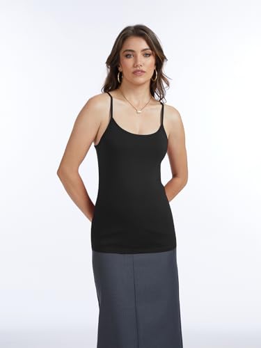 Image of Air Curvey 4 Pack Camisole Tops for Women Basic Undershirt Tanks Adjustable Spaghetti Straps Camis Seamless Soft Layering Top