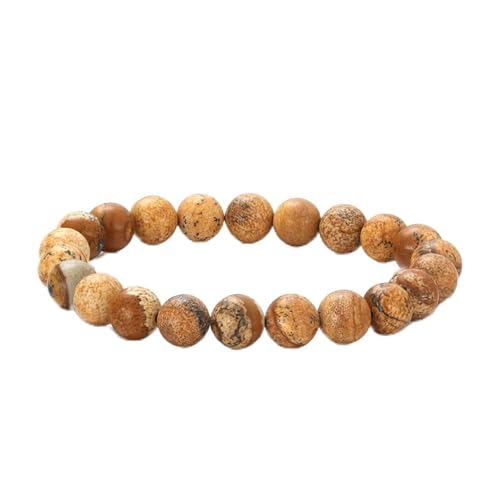 Bracelet pierre naturelle homme femme en jaspe véritable avec perle de guérison
