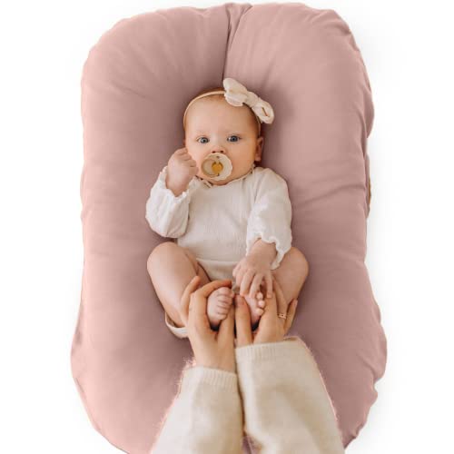 Max&So Baby Lounger Cover For Newborn - Infant Lounger Pillow Cover With Removable, Snug-Fitting Design - Ultra-Soft Cotton Cover For Newborn Lounger Pillow - Pink And Stripe Pink - Cover Only #TOP1