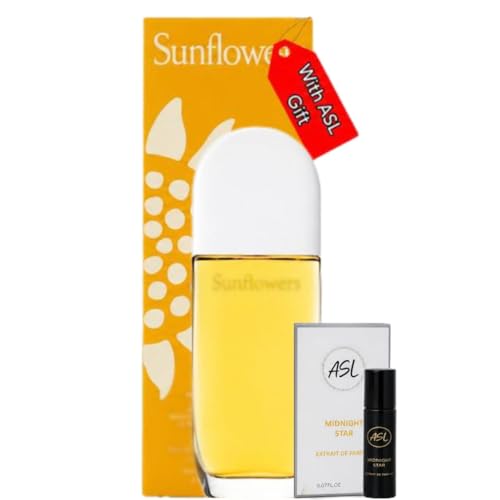 ASL-Perfume for Women Sunflower Eau de Toilette Spray 3.3 Fl Oz with Bundled Travel Size .07 Oz Perfume Gift