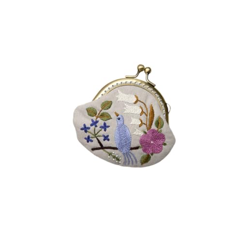 JOYOFREELY Kit de Bordado para Principiantes con Patrón Lavable, Accesorios de Algodón y Lana, Incluye Aguja y Bastidor, Adecuado para DIY Embroidery Estilo Pájaros para Mujeres y Niñas