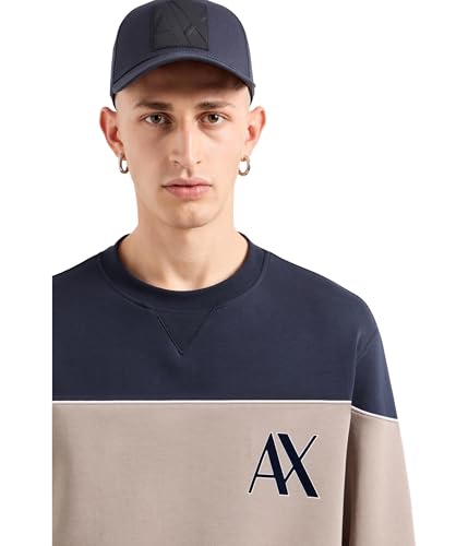 Armani Exchange Men's Oversized Stripe Stretch Bonded Cotton Crewneck Sweatshirt3