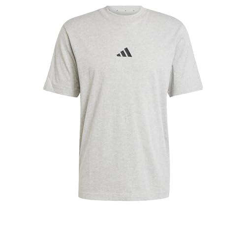 adidas Herren Essentials Small Logo Single Jersey Shirt, medium Grey Heather/Black, M