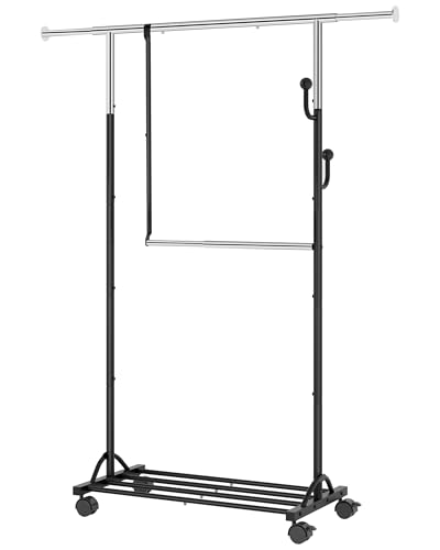 FAVOOSTY Perchero con ruedas, perchero móvil estable, perchero de metal, ajustable, 89,50 × 39,00 × 161,20 cm - imagen 9