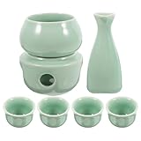 Warmhm Japanisches Sake Satz Keramik Wärmekessel Mit Bechern Und Herd Traditionelles Sake Serviergeschirr Für Heiße Getränke Vintage Stil Bruchfest Und Leicht Reinigen Für Zuhause Und Gastronomie