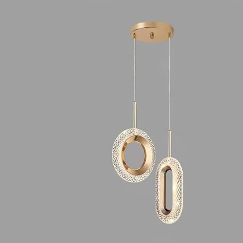 Ceiling Chandelier, �k�� LED �����O�y���_���g���C�g�Q�������w�b�h�{�[�h�����y���_���g���C�g���r���O���[���̑��������N���X�^���y���_���g���O(C 2 head,Neutral)