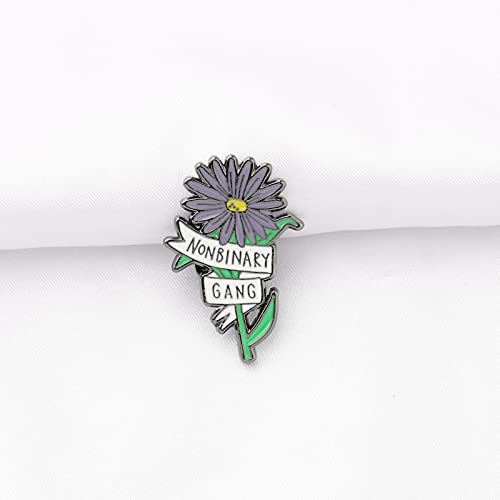 Non-Binary Gift Nonbinary Gang Pin Genderqueer Flower Enamel Pin Not All Gangs Are Gangs2