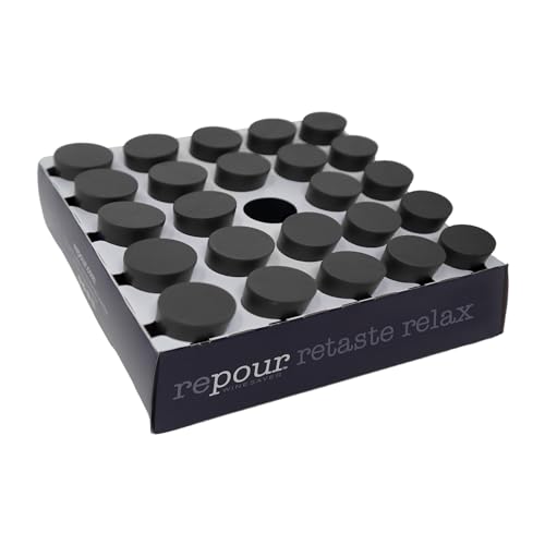 Repour Wine Saver and Stopper - Removes Oxygen, Preserving and Keeping Wine As Fresh As The Day The Bottle Was Opened - 24-Pack - Black