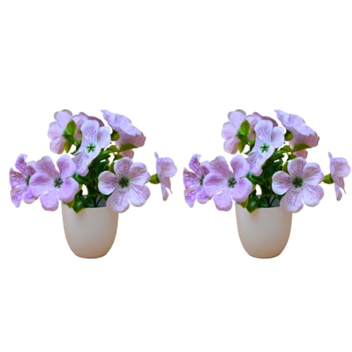 Image of fancymart Artificial Real Touch Flower Plant with Pot (Pack of 2), 16 cm Height, Decorative Faux Floral Plant for Home, Office, Living Room, Bedroom, Table & Shelf Decor