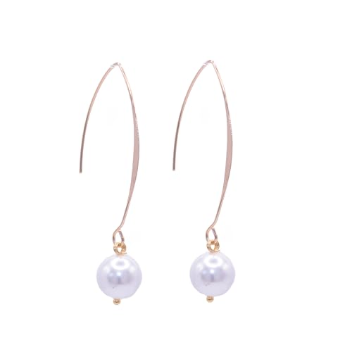 NILUXE DESIGN - Orecchini Perla Donna con Gancio Placcato in Oro 14k - Orecchini con Perle Coltivate - Orecchini con Perle e Gancio Dorato - Orecchini Pendenti con Perle - Ideali da Regalare