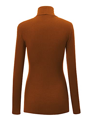 Image of Lock and Love Women's Turtleneck Top Lightweight Long Sleeve Slim Fit Pullover, Soft Rayon Stretch Layering Basic, S-3XL