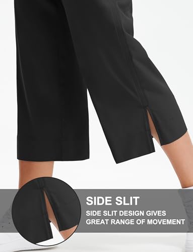 Libin Lightweight Wide Leg Capri Pants for Women High Waisted Quick Dry Casual Travel Pants Loose with Pockets Walking4