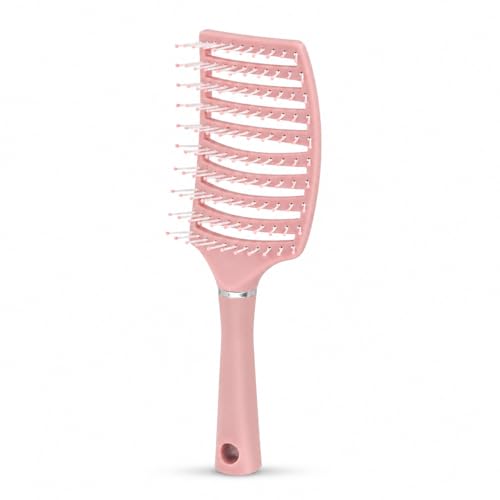 Image of OTAK Detangling Hair Brush for Women Men Kids, Curly Hair Brush Wet Dry Styling Comb, Anti Breakage Scalp Massager, Frizz Control Grooming Tool, Portable Salon Home Travel Accessory - Pink