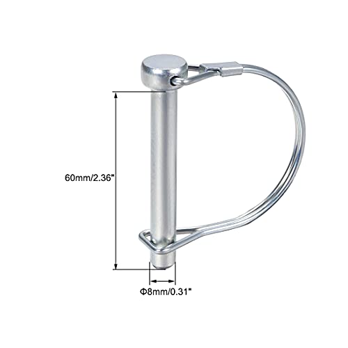 sourcing map Wellenverriegelung Stift Kupplungsstift 8 mm x 60mm für Farm Trailers Wagons Rasengarten in Bogenrunde