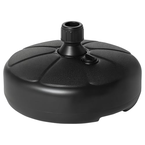 Outsunny Base per Ombrellone Rotonda in Plastica, Basamento per ombrellone Riempibile con Acqua e Sabbia, per Pali di Ombrelloni da Ø32-38 mm, Ø38x21.5 cm, Nero