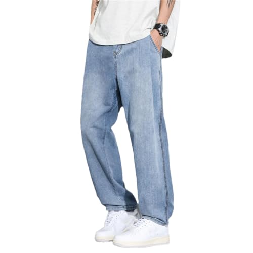Men's Harajuku Loose Solid Color Casual Wide Pants Straight Trousers Denim Jeans