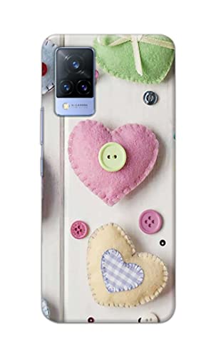 Image of PRINTFIDAA Heart Shape Hard Back Cover for Vivo V21 (5G) Back Cover -(P6) KAT1010