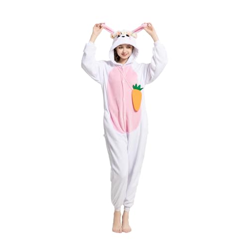 LONULAIN Unisex Adult Onesie Pajamas Women Men Flannel Halloween Cosplay Costume/Homewear/SleepwearBunny Medium