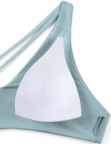Image of CRZ YOGA Twist Front Bikini Tops | Removable Pads, A-C Cup, V Neck, Criss Cross Back, Swim, Bathing Suit Bra for Women