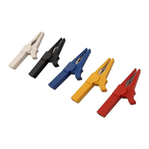Image of 5PCS Crocodile Clips 55mm PA Copper Test Clamps for Circuit Connection - Double Ended Wire Clips for Soldering DIY Projects Lab