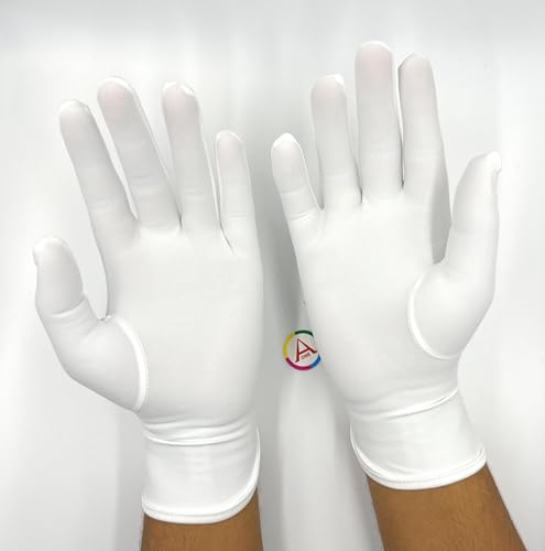 Image of Aone Premium Microfiber Lint Free White Hand Gloves 1 Pair Anti-Smear /Anti-Fingerprint for Quality Check /Scratch-free Handling for Jewellery /Diamond /Gemstone, Watch Boutique, Sun & Dust Protection