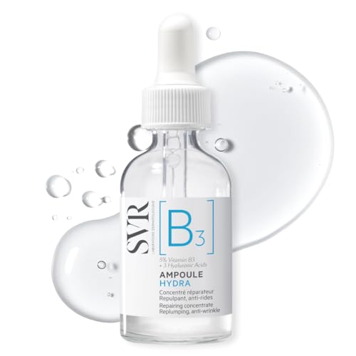SVR Ampoule Hydra [B3] - Plumping 5% Niacinamide Serum for Face, Anti-Wrinkle Hyaluronic Acid Concentrate for Sesitive Dehydrated Skin, 30 ml