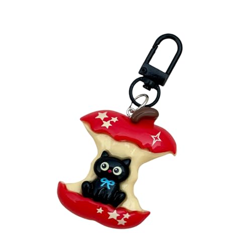 Alksubbm Llavero de dibujos animados de gatos negros con bonito diseño de resina para amigos, regalo expresivo de amistad, dije de animal de resina, e, Talla única