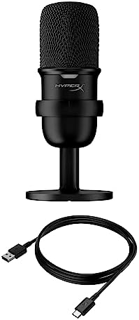 HyperX Solocast Mikrofon Kondensatorowy USB do Gier, do Komputerów Pc, Ps4 i Mac, Czujnik Tap-To-Mute, Charakterystyka Kierunkowa Kardioidalna, do Gier, Streamingu, Podcastów
