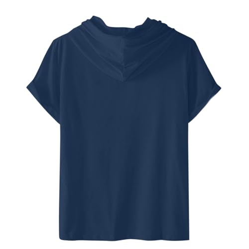 Mens Short Sleeve Hoodies T-Shirts Fashion Sweatshirts Athletic Solid Lightweight Pullover Drawstring Hooded Top4