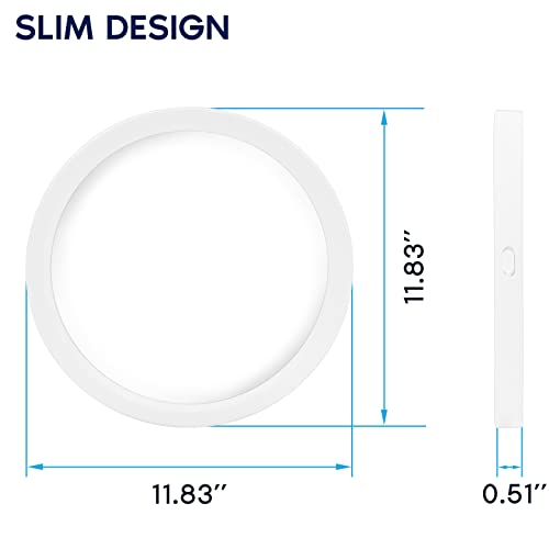 Luxrite 12 Inch Round Led Flush Mount Ceiling Light Fixture, 22W, 5Cct Selectable 2700K-5000K, 1600 Lumens, Slim Low Profile Led Ceiling Light, Ip54 Wet Rated, Dimmable, Energy Star, Etl Listed 2-Pack #TOP2