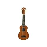 Ukelele tamaño soprano. Cuerpo en madera de sapeli. Mástil de sapeli. Diapasón de palosanto. Funda incluida.