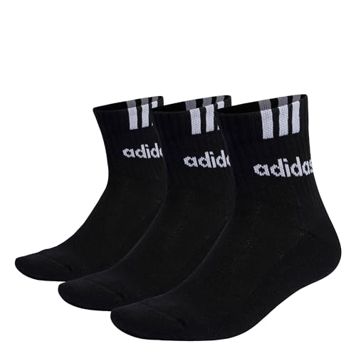 adidas Unisex - Adulto 3-Stripes Linear Half-Crew Cushioned Socks 3 Pairs, black/white, 37-40