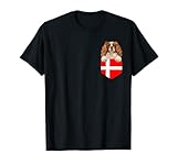 Denmark Flag English Toy Spaniel Dog In Pocket T-Shirt