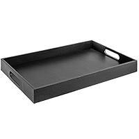 Amazon.com: Black Leather Serving Tray with Handles, Glossy