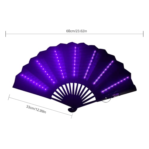 Miniatura 7 de Genikeer Abanico De Mano Con Luz Led, Abanico Plegable Para Festivales, El Ventilador De Mano De Barra Multiusos, Accesorios Para Danza Del Vientre, Escenario, Ba R