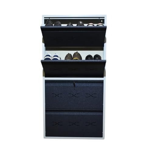 Image of I Metal Shoe Rack I Double Lock I Slim and Wall Mounted I 4 Shelves (Grey Colour) I Coad LC 2L-04 GR I Height 58 Inches, Width 29 Inches, Depth 5.5 Inches I 3 Years Warranty.