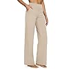G4Free Wide Leg Pants for Woman Stretchy Yoga Pants with Pockets Petite Loose Palazzo Sweatpants Business Casual Dressy Work Pants(Light Khaki,S,27")