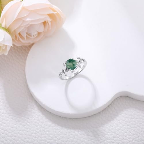 10K/14K/18K Gold Leaf Design Vine Gemstone Ring for Women 1 Carat Twig Art Deco Round Birthstone Statement Rings Jewelry Gift for Her3