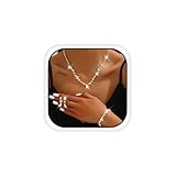 Reaky Bridal Jewelry Sets Gold Rhinestone Necklace Wedding Jewelry Necklaces for Women (Gold)