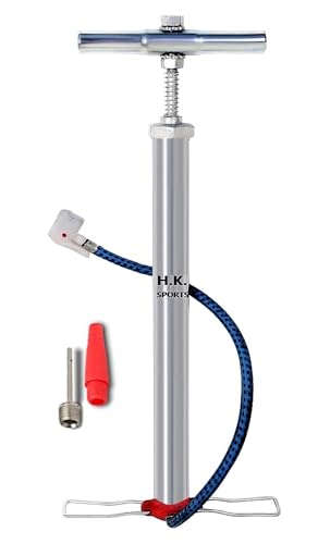 Image of Heavy Portable Steel Cycle Air Pump with Needle & Dual Valve | Ergonomic Grip with Sturdy Base for Bicycle, Football, Balloon, Ball, Basketball, Handball, Inflatable Furniture (Silver)
