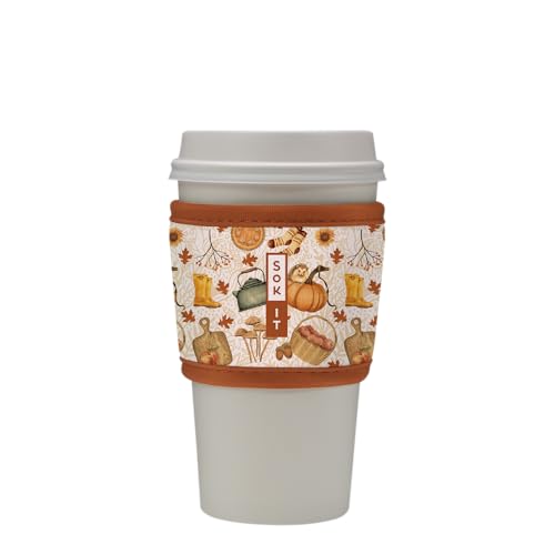 Sok It HotSok Coffee & Tea Reusable Insulated Neoprene Cup Sleeve (Cozy Season, One Size Coffee Sleeve)