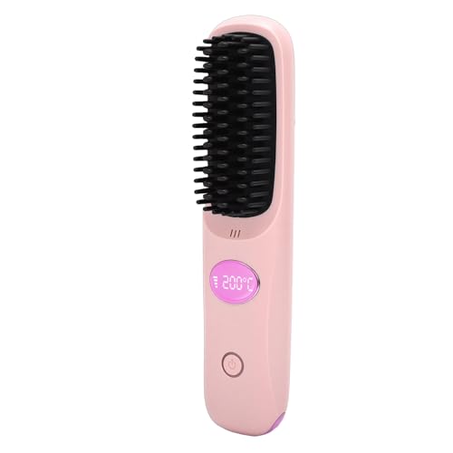 Cepillo alisador de cabello inalámbrico USB rosa miniatura 2