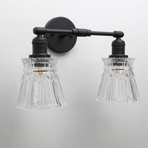 Image of Pathson 2 Lights Wall Sconce with Handmade Heavy Crafted Glass Shade, Hardwired Wall Vanity Light, Modern Wall Lamp Fixture for Living Room Bedroom