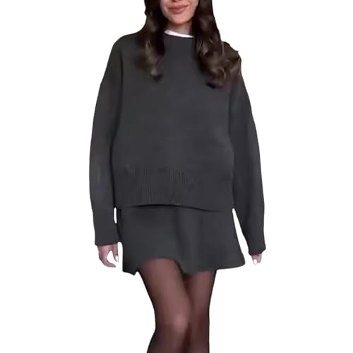 Ensemble pull jupe tendance femme tenue deux pièces mode élégante