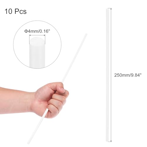 Image of uxcell 10 Pcs White Plastic Rods 4 x 250mm ABS Styrene Round Stick Round Solid Bar DIY Model for DIY Toys Building Making Architectural Model Making