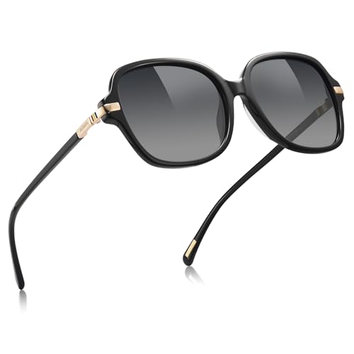 AVAWAY Polarized Sunglasses for Womens Square Oversized UV Protection Acetate Frame Retro Trendy Sun Shades