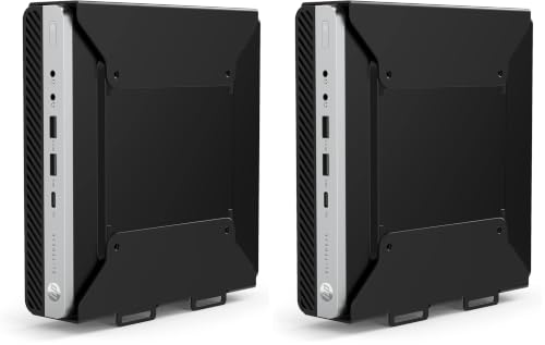 Image of HumanCentric VESA Mount Bracket for HP Desktop Mini, ProDesk and EliteDesk - Under Desk, Wall and Arm Mounting Kit with Power Adapter Holder (Pack of 2)