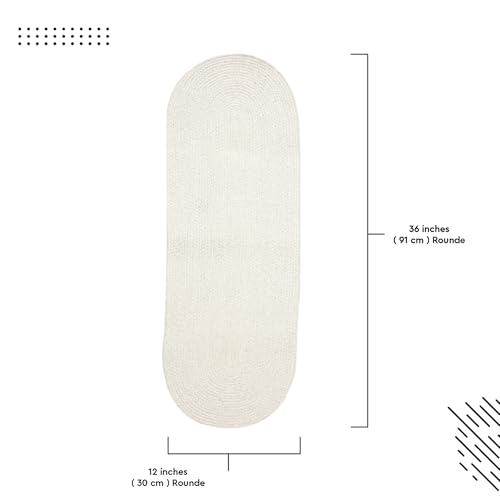 Image of Encasa XO Table Runner for 4 Seater | Handmade Ribbed Style Cotton | 30x91 cm | Off White | for Dining & Center Table