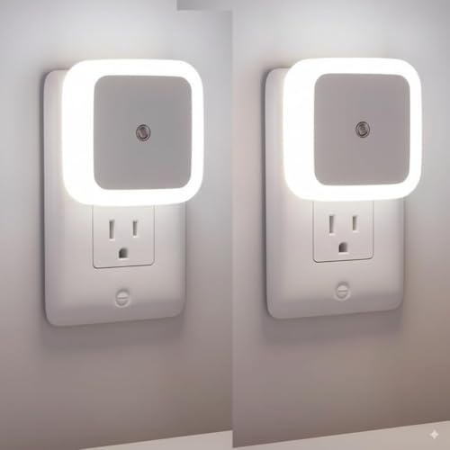 Image of LED Night Light with Motion Sensor, Smart Automatic ON /Off, 0.5W Energy Saving, White Plug-in Lamp for Bedroom, Hallway, Stairs, Kitchen, Bathroom (01)