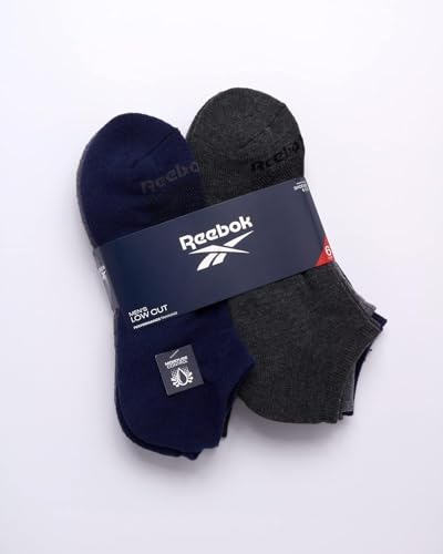 Reebok Men’s Low Cut Socks – 6 Pack Basic Cushion Low Cut No Show Socks for Men - Men's Athletic Socks (Size: 6-12.5), Size 6-12.5, Navy/Grey2
